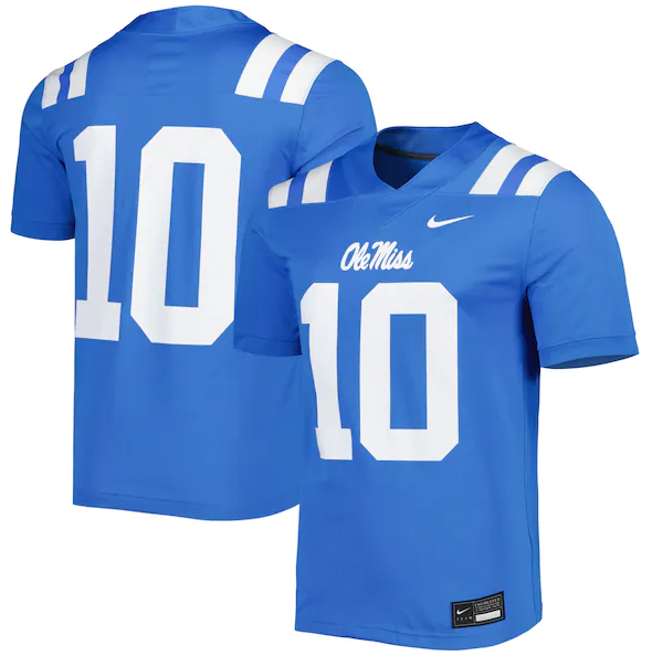 Men's Ole Miss Rebels #10 Blue Stitched Jersey